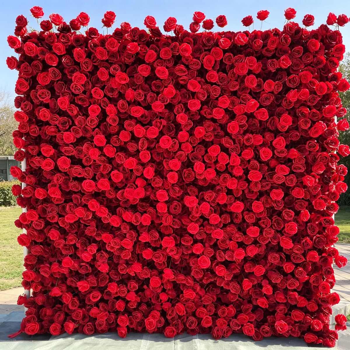 US Stock! 5D Pink & Chanpane Rose Flower Wall Fabric Cloth Vintage Style Artificial Floral Backdrop for Wedding Party Event Easy Roll Up