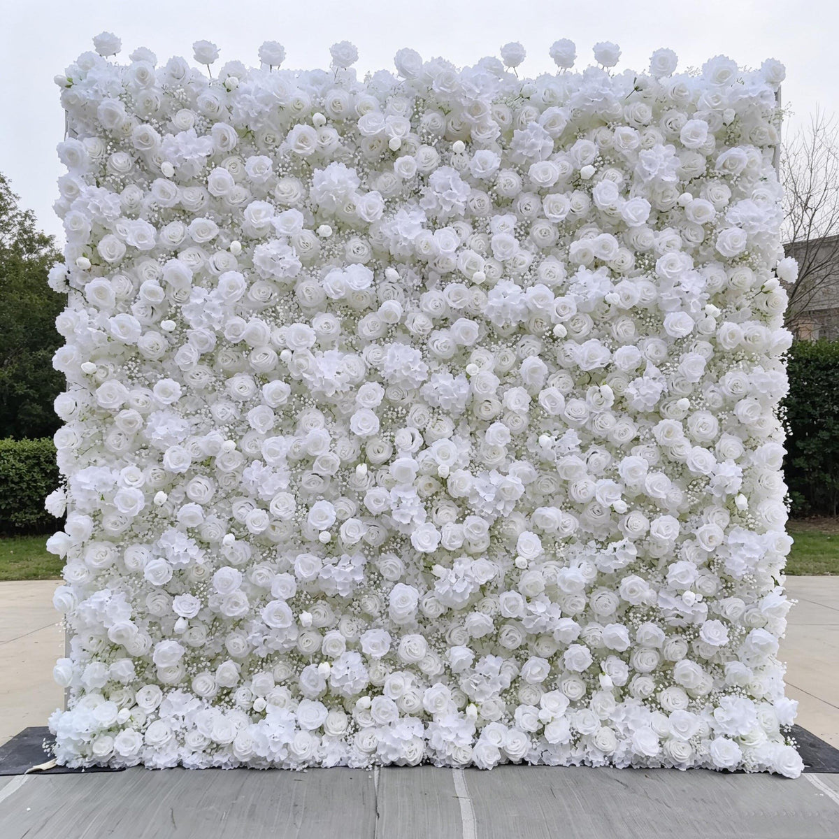 US Stock! 5D Pink & Chanpane Rose Flower Wall Fabric Cloth Vintage Style Artificial Floral Backdrop for Wedding Party Event Easy Roll Up