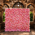 Flower Wall Backdrop [Pink Petal Rose Garden Roll-Up Fabric Panel] for Ceremony & Photo Booth
