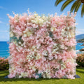 Flower Wall Backdrop [Coral Cloud Blossom Roll-Up Fabric Panel] for Ceremony & Photo Booth N8837