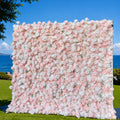 Flower Wall Backdrop [Whisper Blush White Rose Roll-Up Fabric Panel] for Ceremony & Photo Booth