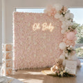Flower Wall Backdrop | Pink Garden Rose Roll-Up Floral Panel for Wedding Ceremony & Photo Booth