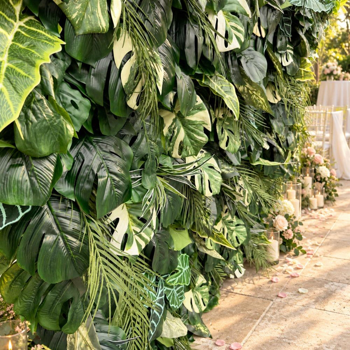 Ships from Houston-Lush Green Leaves  5D Flower Wall -   Roll-Up Curtain Style Fabric Flower Wall for Wedding Party Photo Backdrop.