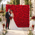 Ships from Houston | 3D Rose Flower Wall 8x8ft, Roll-Up Fabric Backdrop, Artificial Flower Backdrop for Wedding Reception Photo Booth Decor