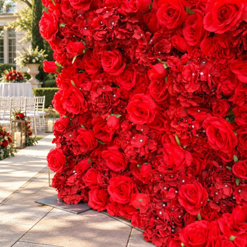 Ships from Houston | 3D Rose Flower Wall 8x8ft, Roll-Up Fabric Backdrop, Artificial Flower Backdrop for Wedding Reception Photo Booth Decor