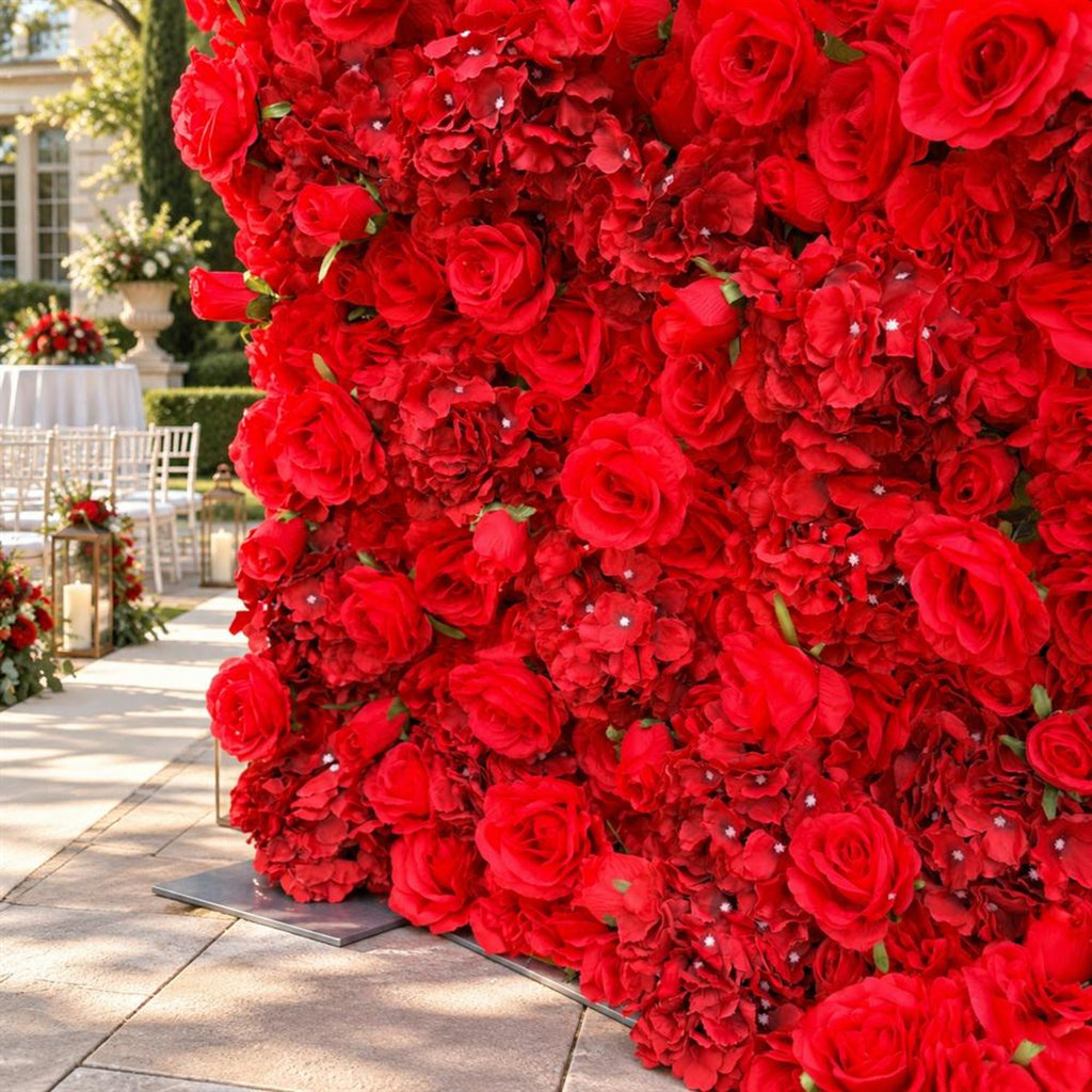 Ships from Houston | 3D Rose Flower Wall 8x8ft, Roll-Up Fabric Backdrop, Artificial Flower Backdrop for Wedding Reception Photo Booth Decor