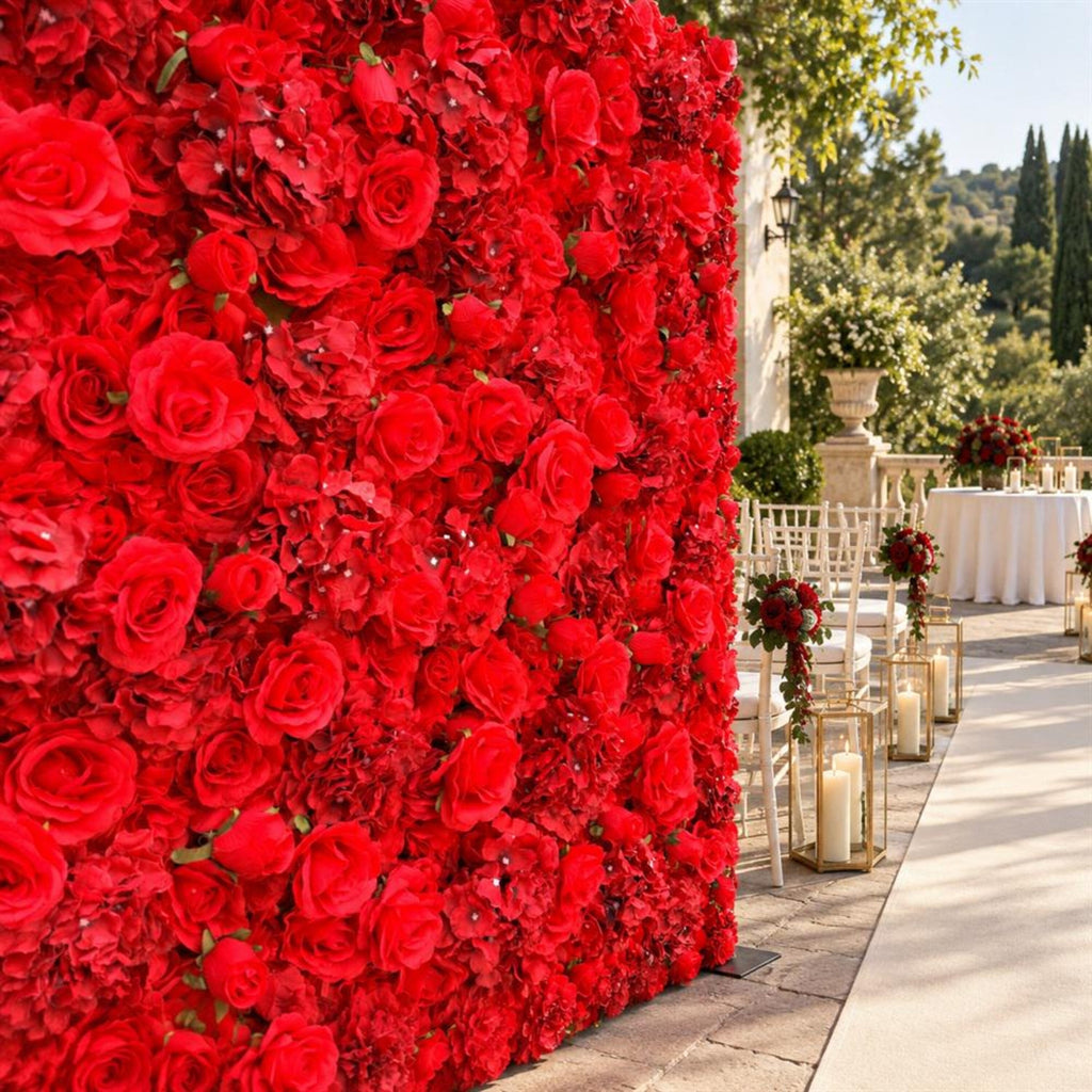 Ships from Houston | 3D Rose Flower Wall 8x8ft, Roll-Up Fabric Backdrop, Artificial Flower Backdrop for Wedding Reception Photo Booth Decor