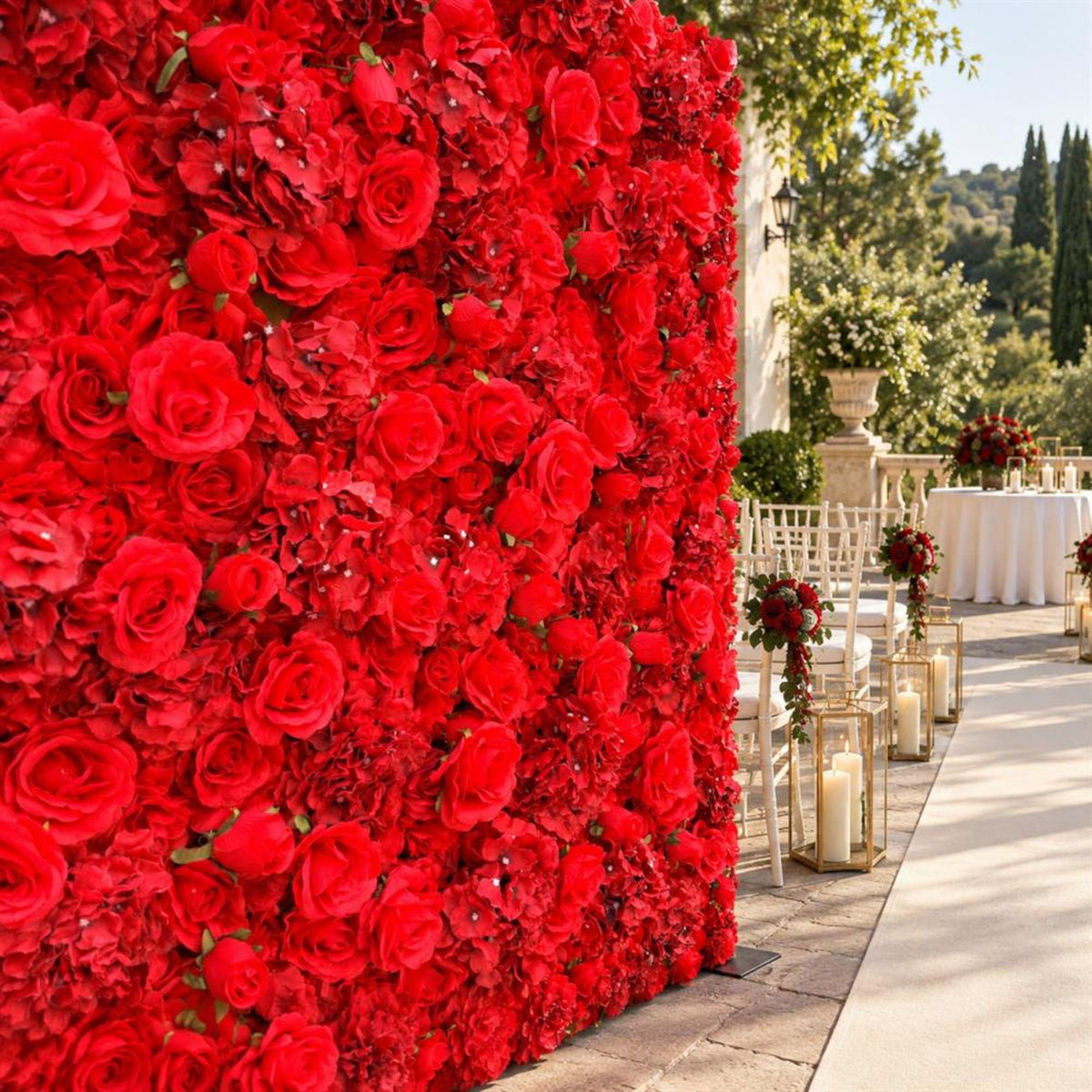 Ships from Houston | 3D Rose Flower Wall 8x8ft, Roll-Up Fabric Backdrop, Artificial Flower Backdrop for Wedding Reception Photo Booth Decor