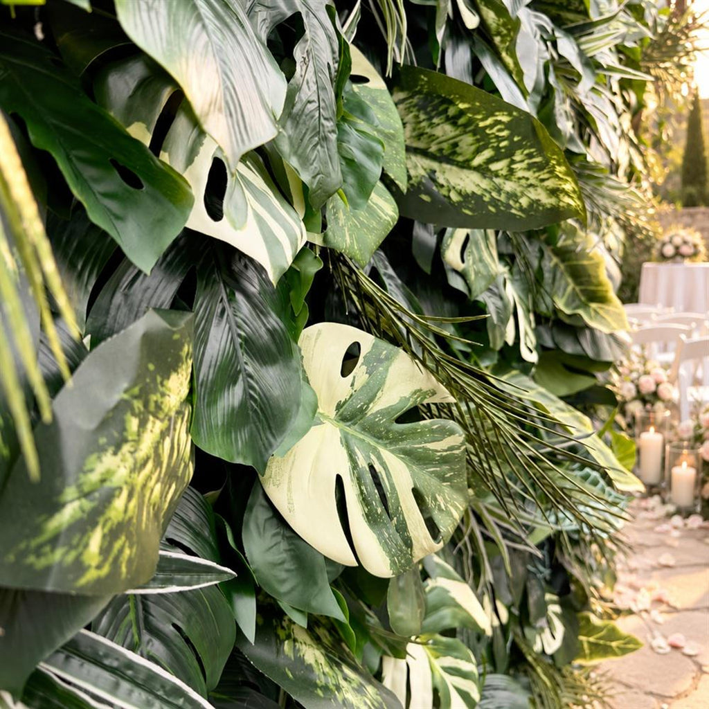 Ships from Houston-Lush Green Leaves  5D Flower Wall -   Roll-Up Curtain Style Fabric Flower Wall for Wedding Party Photo Backdrop.