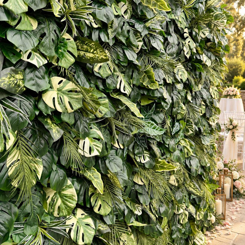 Ships from Houston-Lush Green Leaves  5D Flower Wall -   Roll-Up Curtain Style Fabric Flower Wall for Wedding Party Photo Backdrop.