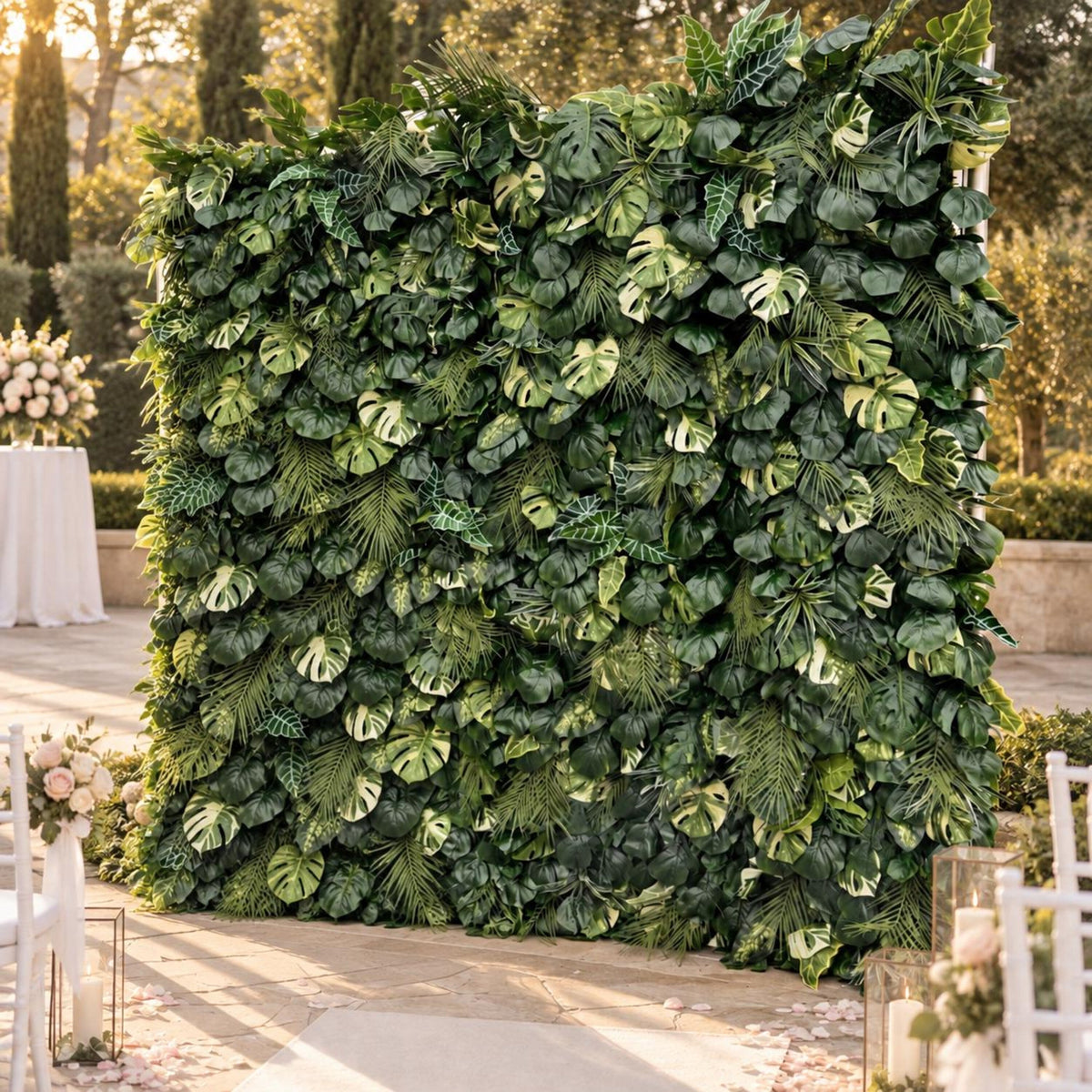 Ships from Houston-Lush Green Leaves  5D Flower Wall -   Roll-Up Curtain Style Fabric Flower Wall for Wedding Party Photo Backdrop.