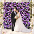Ships from Houston | 5D Purple Lavender Mixed Rose Flower Wall 8x8ft, Roll-Up Fabric Backdrop, Artificial Wedding Photo Booth Party Decor