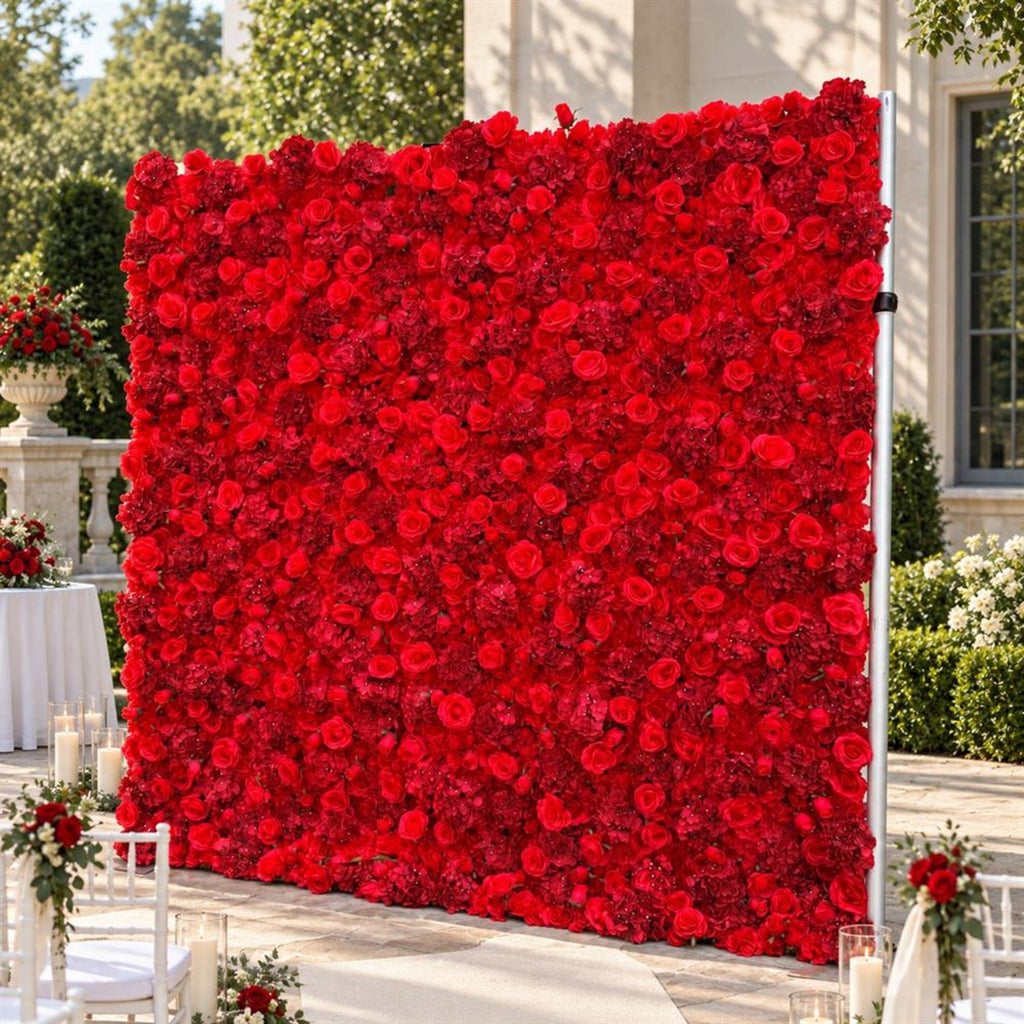 Ships from Houston | 3D Rose Flower Wall 8x8ft, Roll-Up Fabric Backdrop, Artificial Flower Backdrop for Wedding Reception Photo Booth Decor