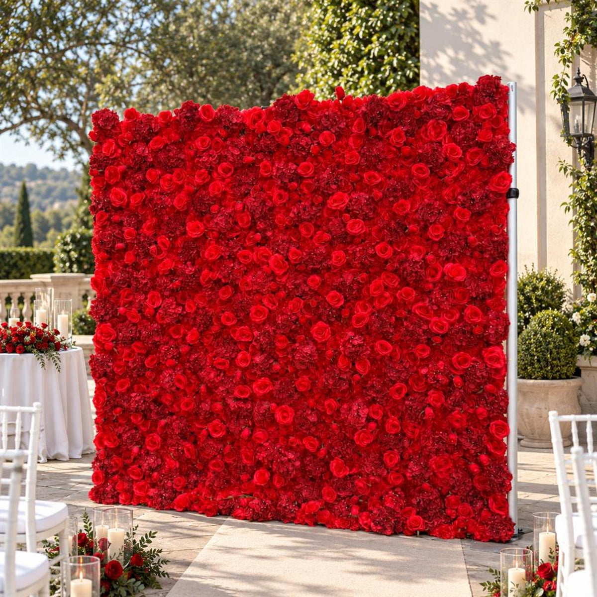 Ships from Houston | 3D Rose Flower Wall 8x8ft, Roll-Up Fabric Backdrop, Artificial Flower Backdrop for Wedding Reception Photo Booth Decor