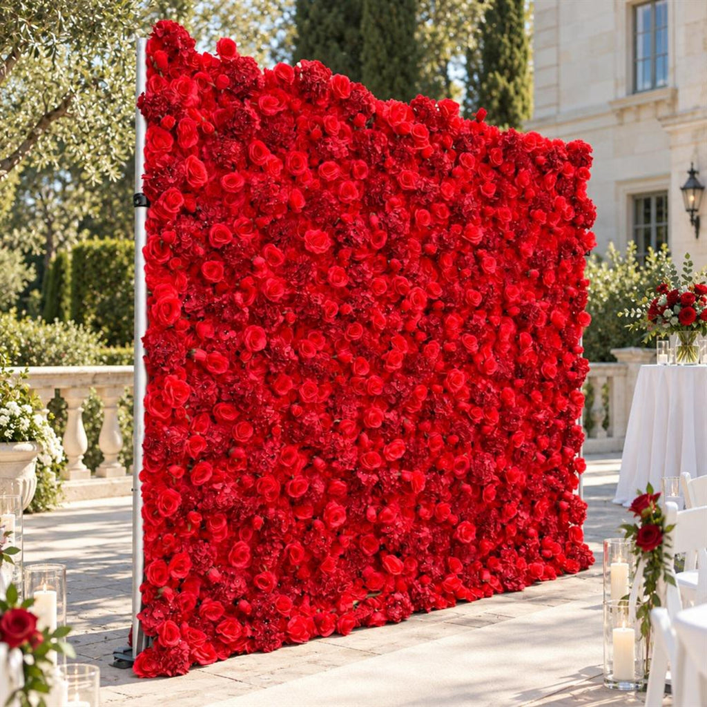 Ships from Houston | 3D Rose Flower Wall 8x8ft, Roll-Up Fabric Backdrop, Artificial Flower Backdrop for Wedding Reception Photo Booth Decor