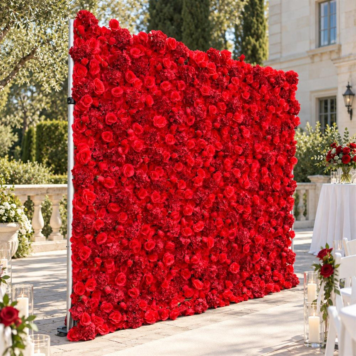 Ships from Houston | 3D Rose Flower Wall 8x8ft, Roll-Up Fabric Backdrop, Artificial Flower Backdrop for Wedding Reception Photo Booth Decor