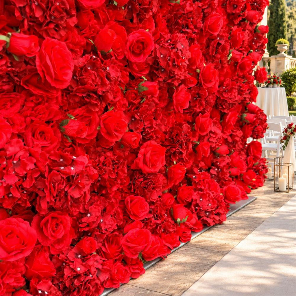 Ships from Houston | 3D Rose Flower Wall 8x8ft, Roll-Up Fabric Backdrop, Artificial Flower Backdrop for Wedding Reception Photo Booth Decor