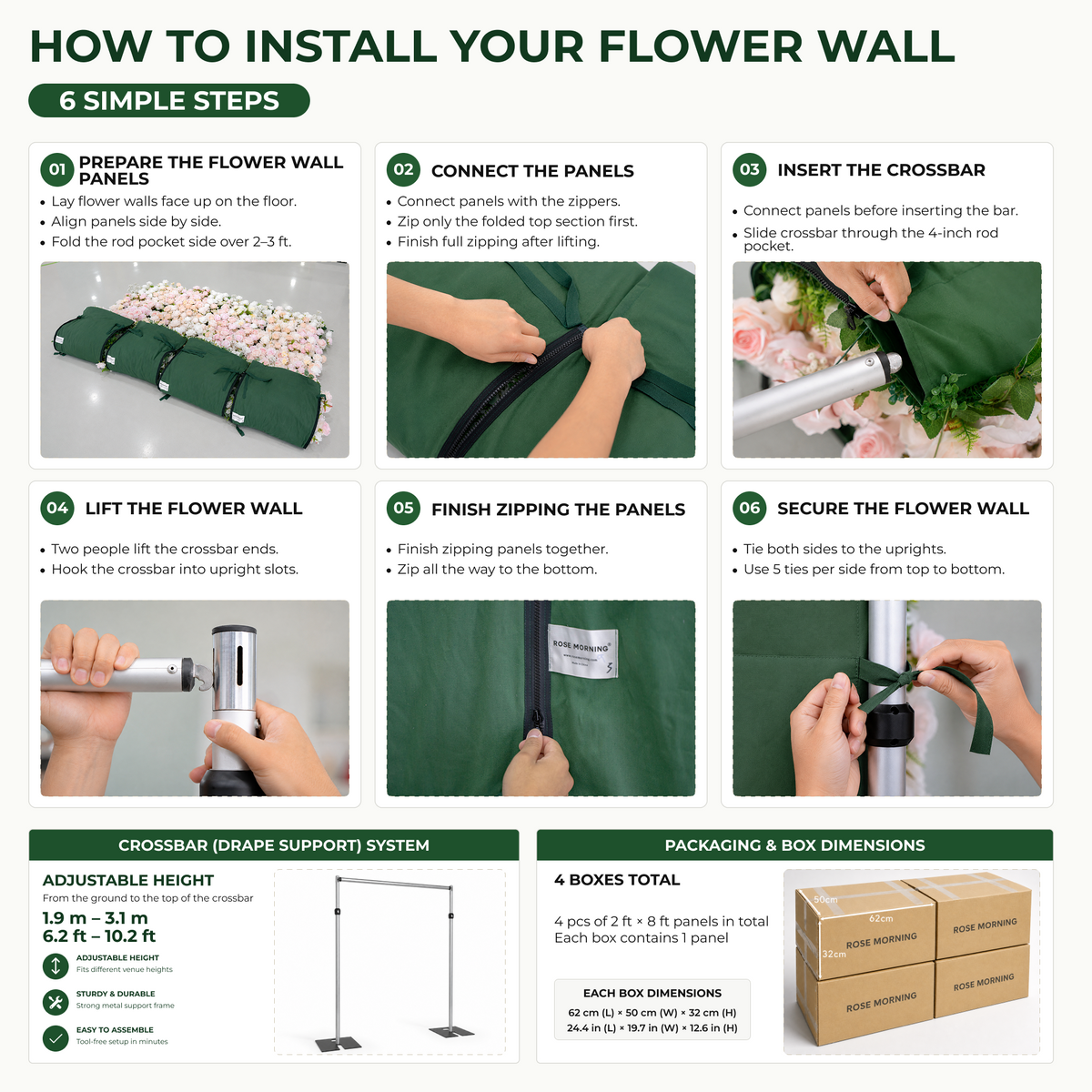 Parton：5D Garden Series New Fabric Artificial rolling up curtain flower wall Free Shipping