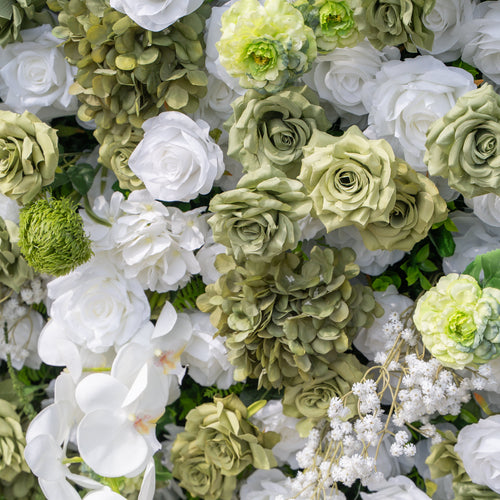 @askmeforaballoon’s Pick Lumi 5D Sage Green & Cream Floral Wall with Hanging Vines for Dreamy Garden Weddings | Event Backdrop | Free Shipping