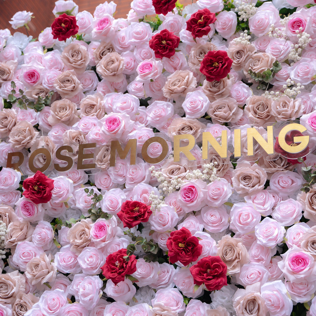Maylee：5D Fabric Artificial rolling up curtain flower wall (Ready to ship) Rose Morning