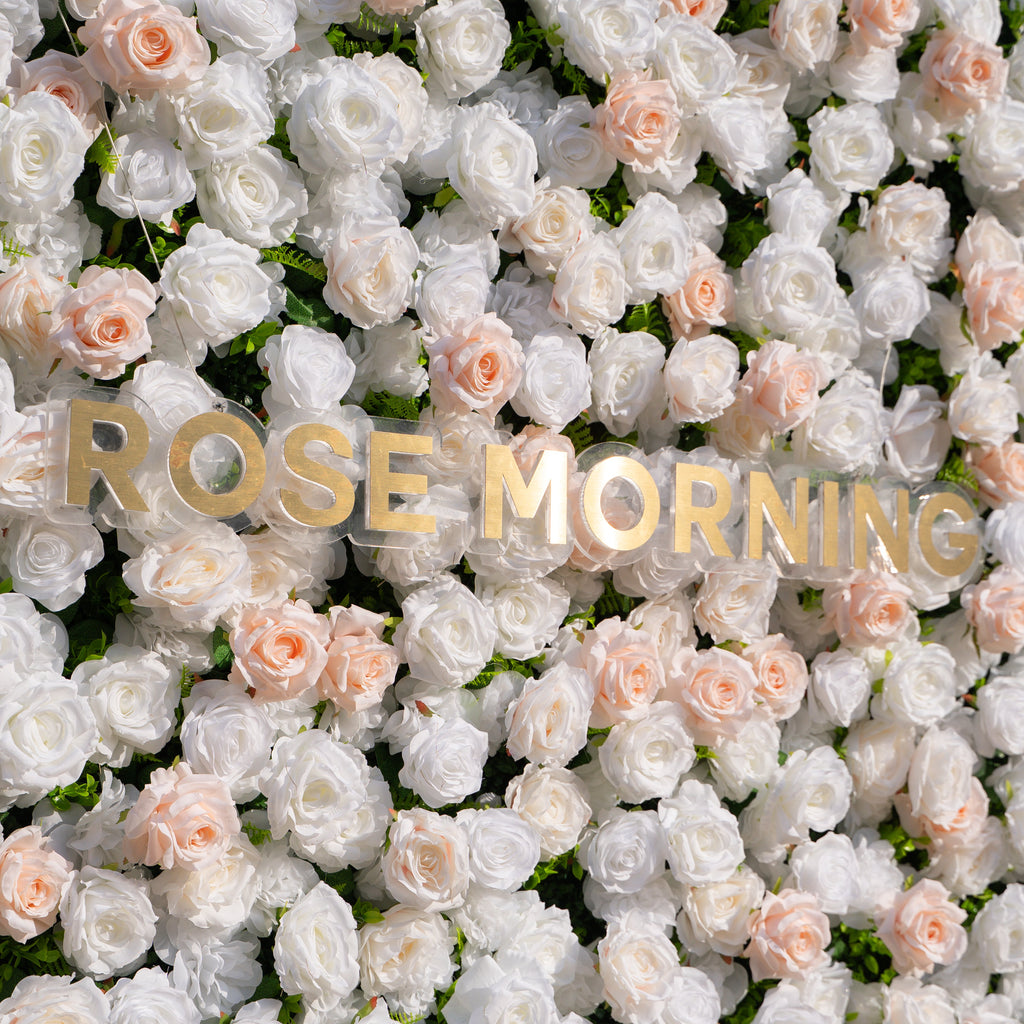 Nerina: 3D Elegant Ivory & Nude Silk Rose Flower Wall Roll Up Fabric Floral Curtain for Wedding Events Decor Free Shipping