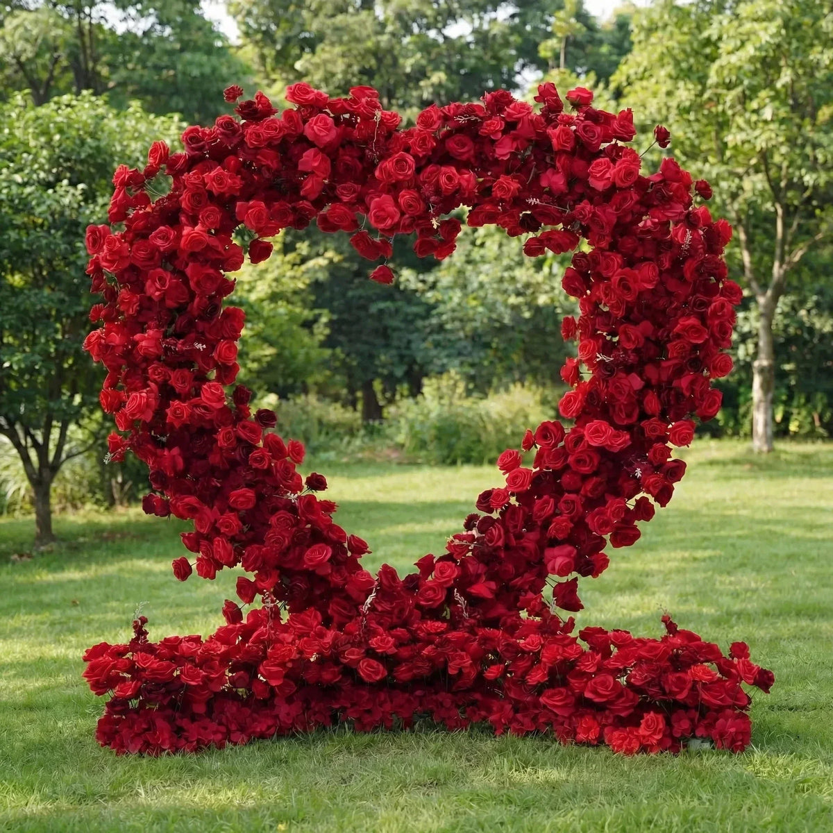 ValarFlowers Red Rose Heart - Shaped Floral Backdrop: A Romantic Proposal & Event Centerpiece-HA-405 | Elegant Event Decor