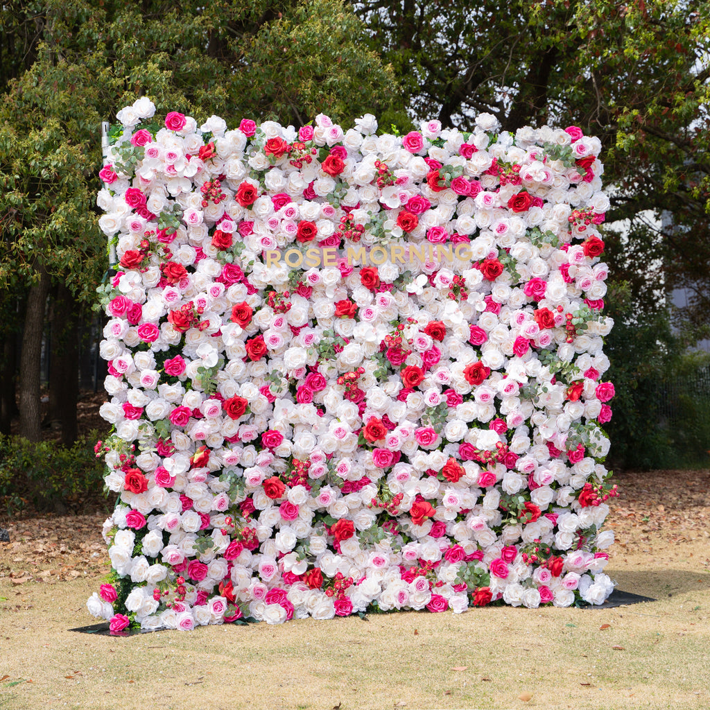 Tami ：5D Fabric Artificial rolling up curtain flower wall Free Shipping